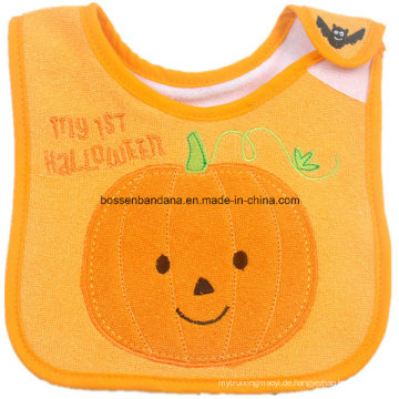 OEM -Produkte maßgeschneidertes Design bestickter Baumwolle Terry Cartoon Halloween Baby Feeder Bib